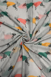 Cute Greyhound Print Frayed Scarf