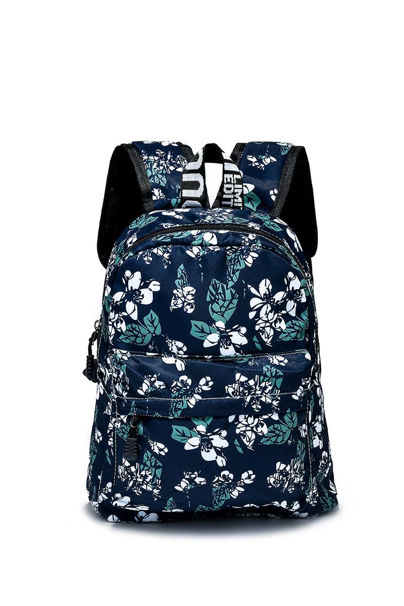 Buy Caprese Gemma Navy Floral Print Medium Backpack Online