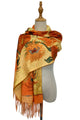 Van Gogh Sunflowers Print Wool Scarf with Tassel Edge