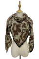 Leopard Print Boucle Effect Frayed Triangle Scarf