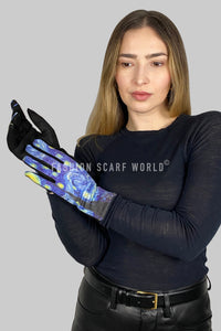 Van Gogh Starry Night Suede Touchscreen Gloves