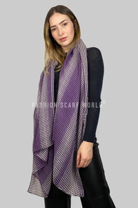 Ombre Geo Check & Houndstooth Print Scarf