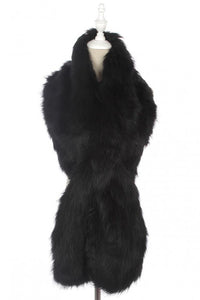 Soft Fur Long Scarf - Black - Fashion Scarf World