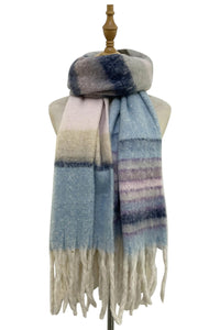 Multi Stripe Blanket Tassel Scarf