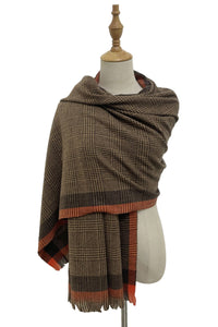 Houndstooth Check Print Frayed Scarf