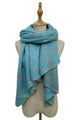 Leopard Print Metallic Thread Knitted Wool Scarf