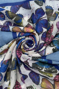 Summer Butterfly Print Frayed Scarf