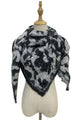 Leopard Print Boucle Effect Frayed Triangle Scarf