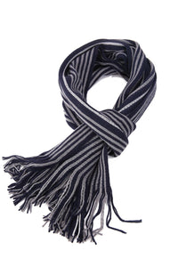 Vertical Stripe Knitted Tassel Unisex Scarf - Fashion Scarf World