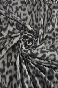 Luxe Leopard Print Wool Tassel Scarf