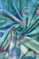 Ombre Leaf Print Frayed Scarf