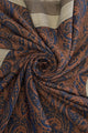 Traditional Paisley & Stripe Border Frayed Scarf